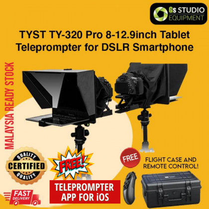 TYST TY-320 Pro 8-12.9inch Tablet Teleprompter for DSLR Smartphone IPAD (Free Flight Case & Remote Control)